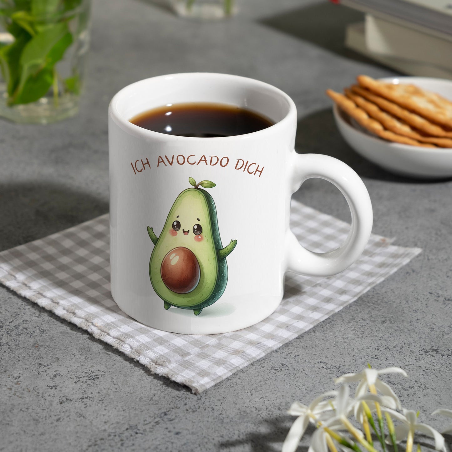 Avocado Kaffeebecher mit Spruch Ich Avocado dich