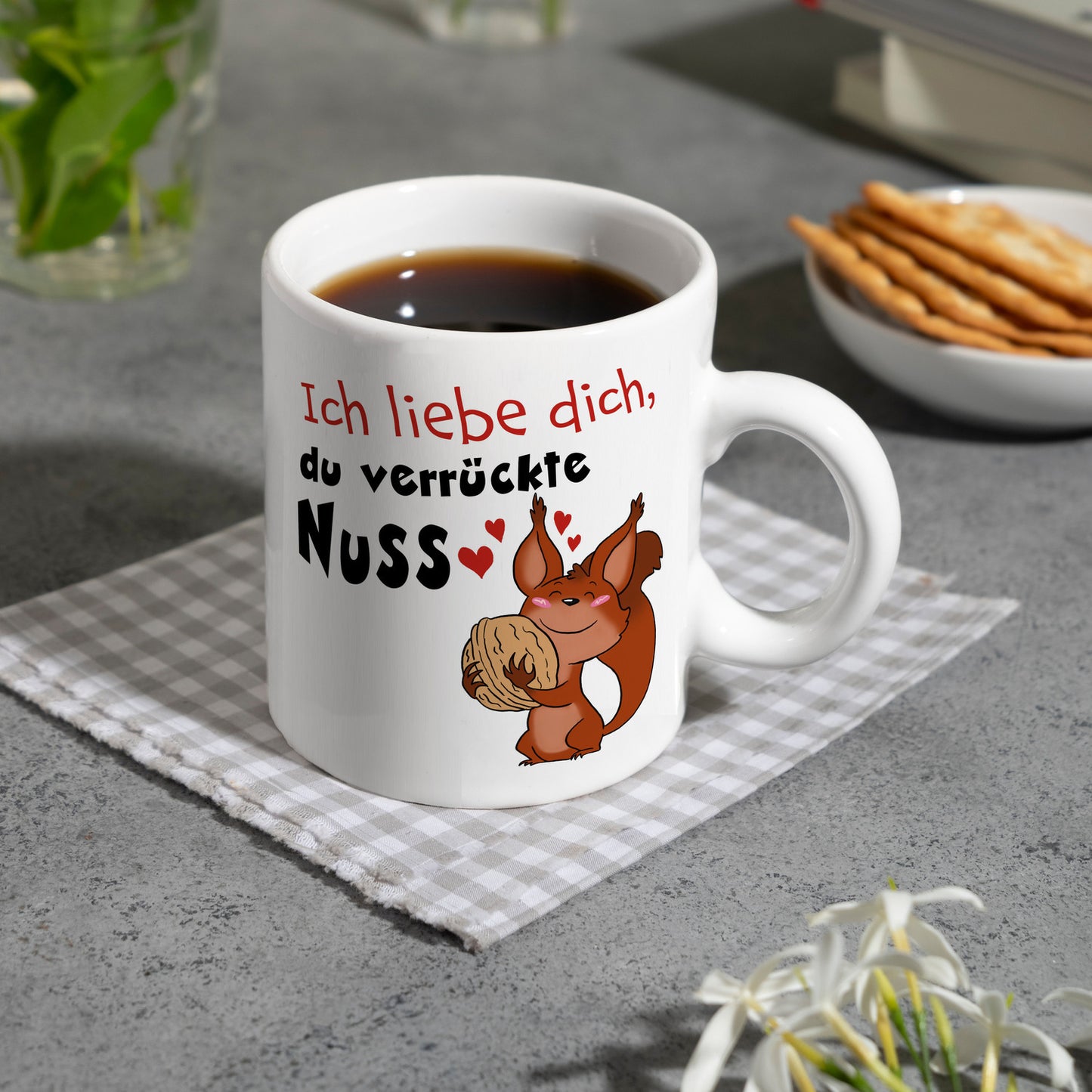 Ich liebe dich verrückte Nuss Kaffeebecher mit süßem Eichhörnchen