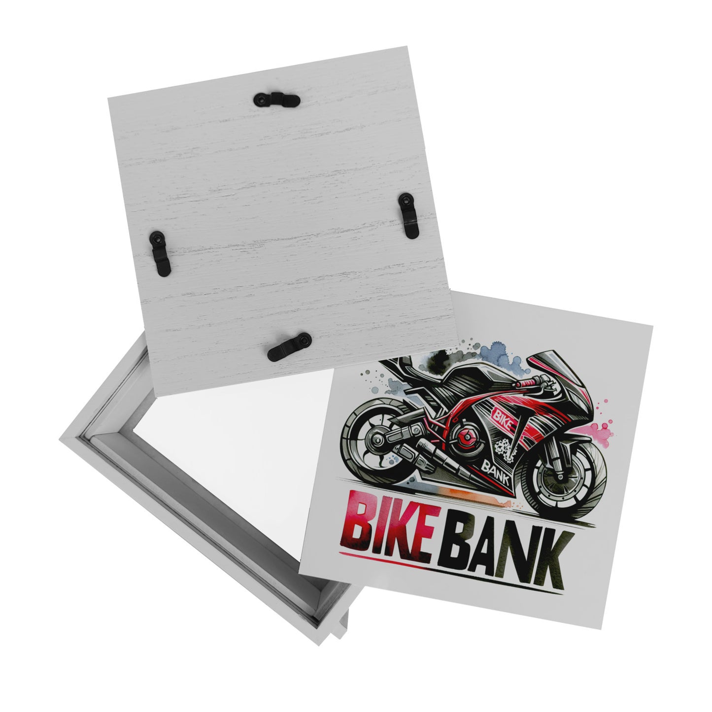 Rennmotorrad Rahmen Spardose aus Holz mit Spruch Bike Bank