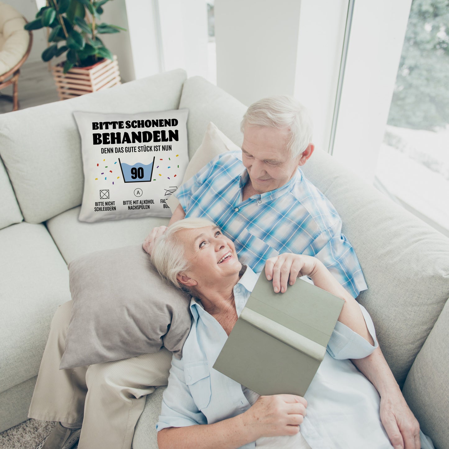 Bitte schonend behandeln - 90. Geburtstag Kuschelkissen