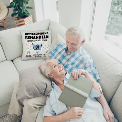 Bitte schonend behandeln - 80. Geburtstag Kuschelkissen