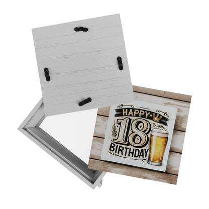 18. Geburtstag Bier Rahmen Spardose aus Holz mit Spruch Happy Birthday 18