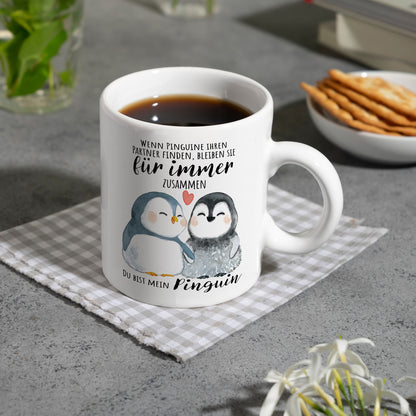 Pinguin Kaffeebecher mit Spruch Du bist mein ewiger Pinguin