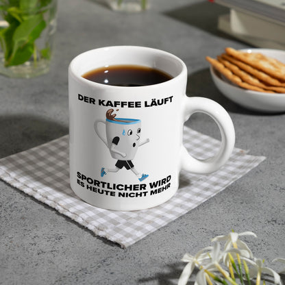 Der Kaffee läuft - sportlicher wird es nicht mehr - Sportmuffel Kaffeebecher