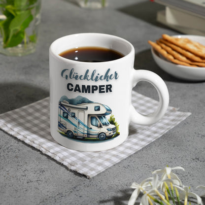 Wohnmobil Kaffeebecher mit Spruch Glücklicher Camper