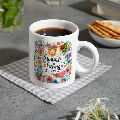 Sonne und Sommer Kaffeebecher mit Spruch Summer feeling