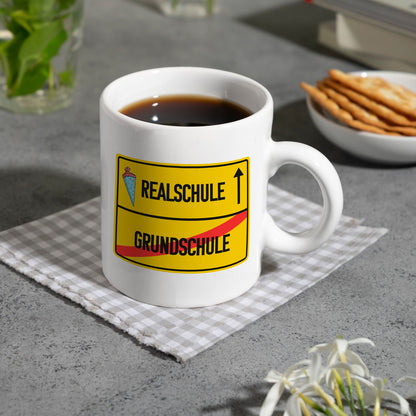 Realschule Ortsschild Kaffeebecher zur Einschulung