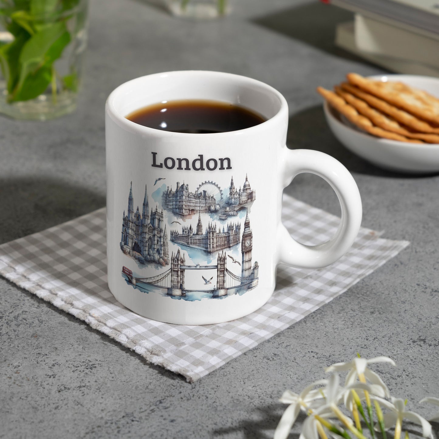 Skyline London Kaffeebecher mit Spruch London