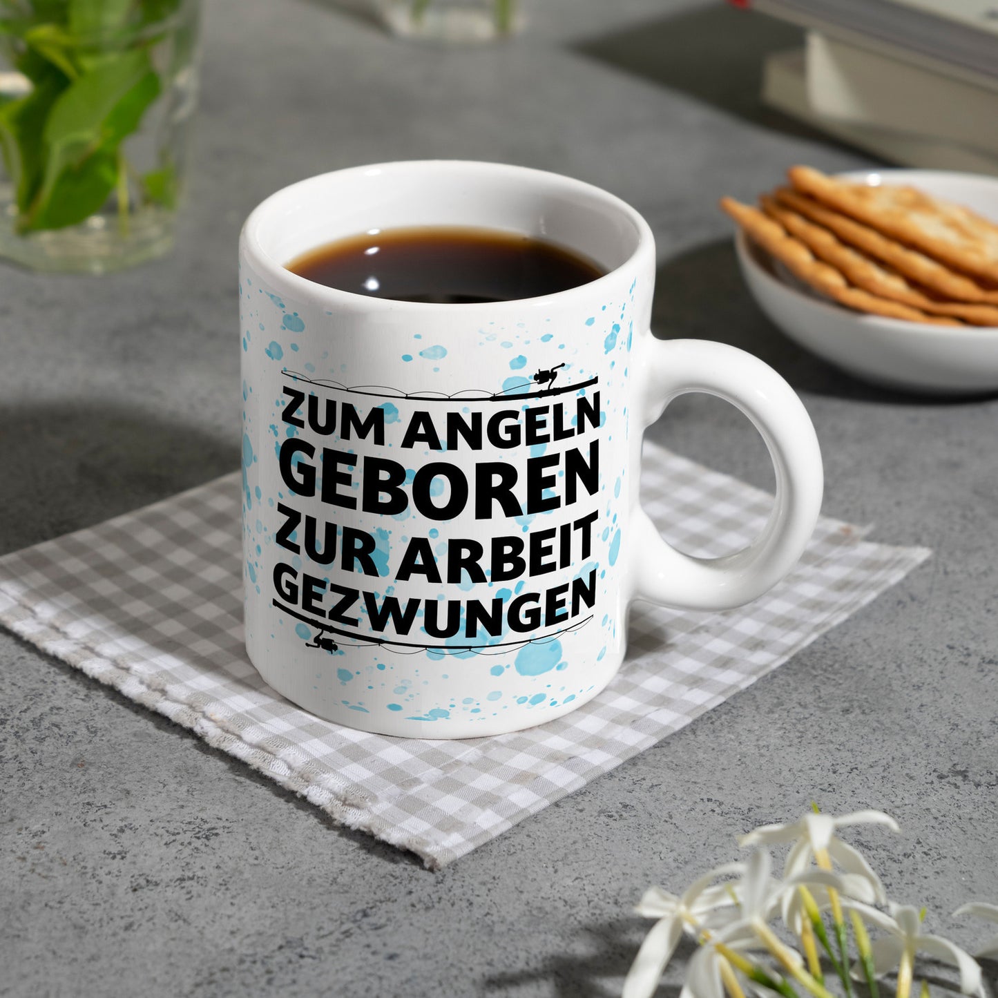 Zum Angeln geboren zur Arbeit gezwungen Kaffeebecher für Angler