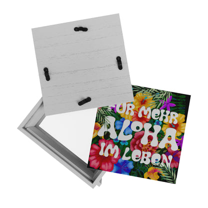 Rahmen Spardose aus Holz mit buntem Blumenmotiv und Spruch - Für mehr Aloha im Leben