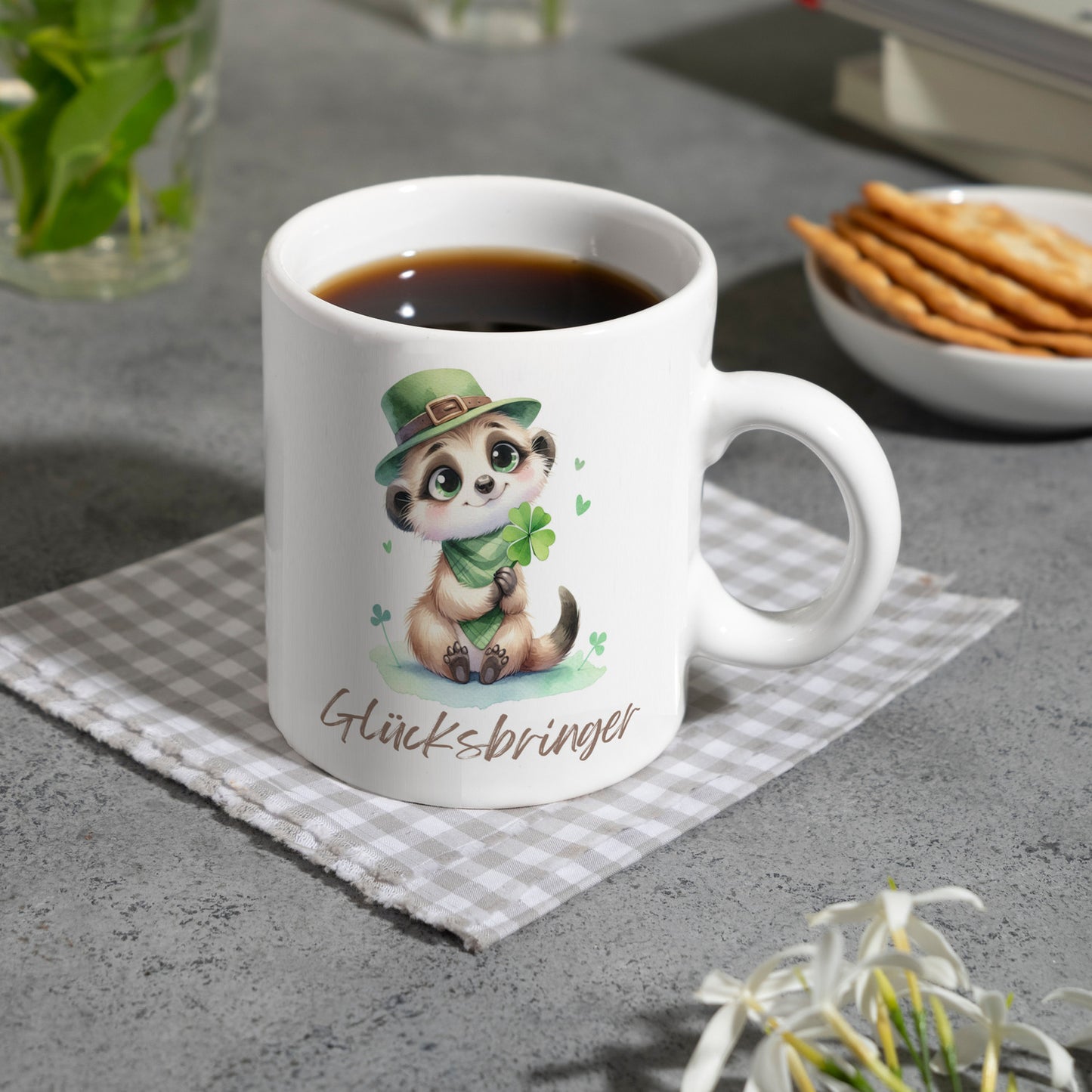 Erdmännchen Glücksbringer Kaffeebecher