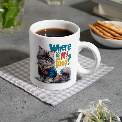 Schicke mürrische Katze Kaffeebecher - Wo ist mein Futter