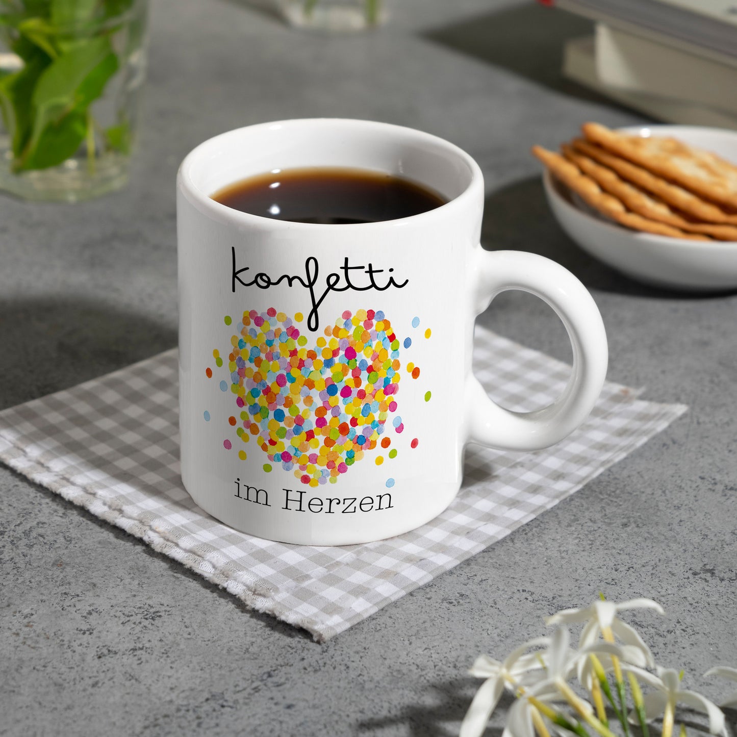 Konfetti im Herzen Karneval Geschenk Kaffeebecher