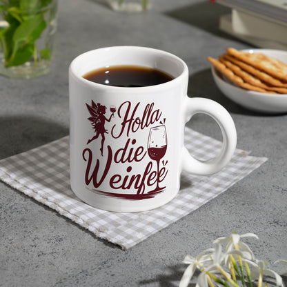 Fee mit Weinglas - HOLLA DIE WEINFEE Kaffeebecher