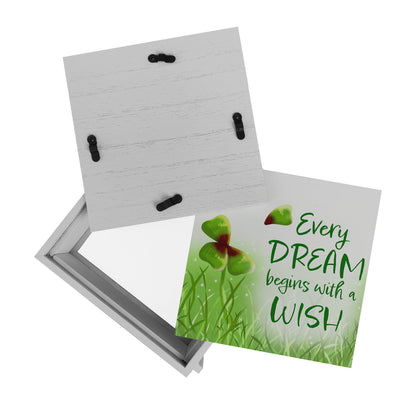 Every dream begins with a wish Kleeblatt Rahmen Spardose aus Holz