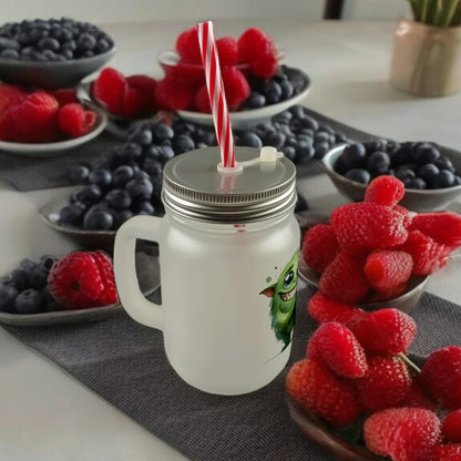 grünes Monster Mason Jar Henkel Trinkglas mit Deckel