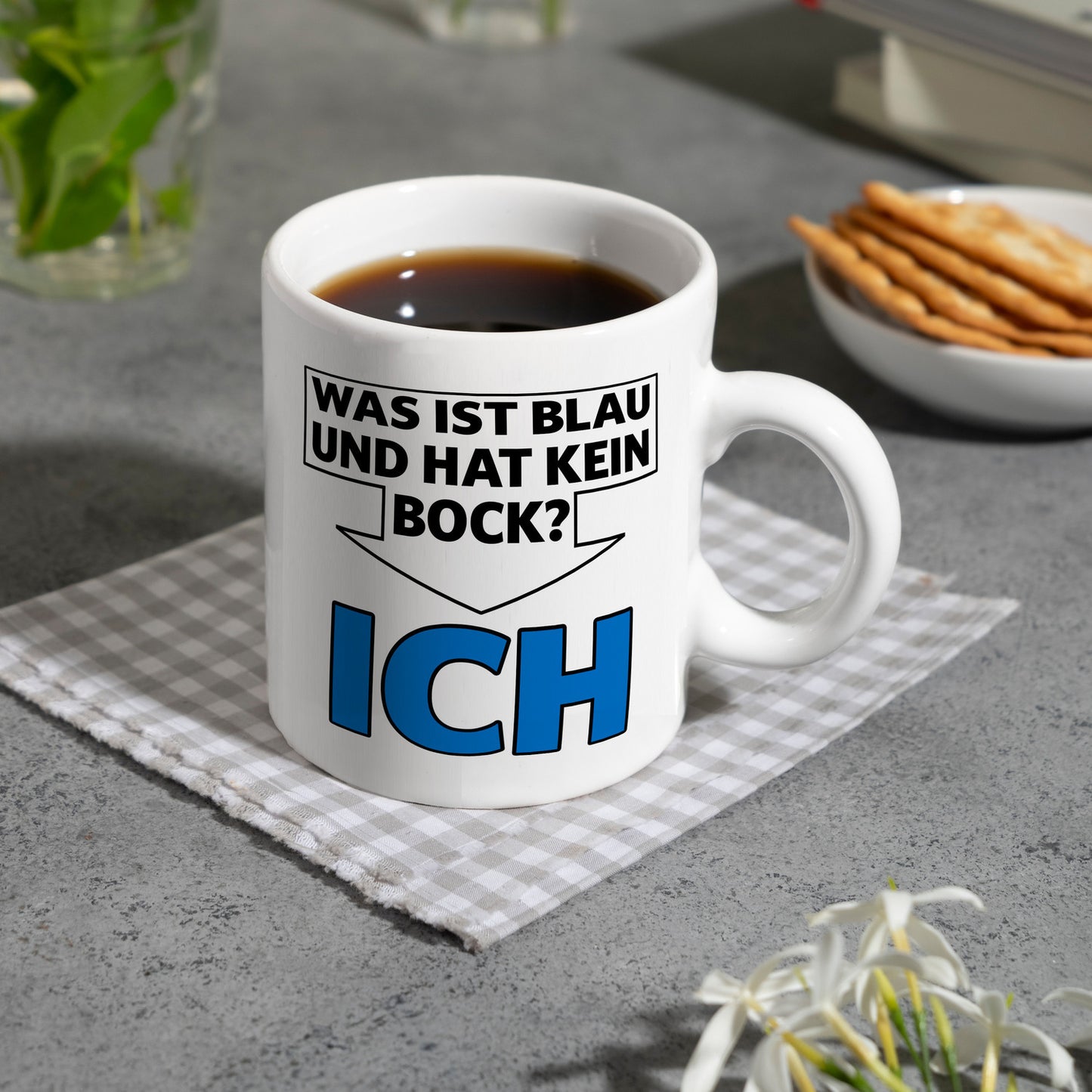 Was ist blau und hat kein Bock? - ICH Kaffeebecher