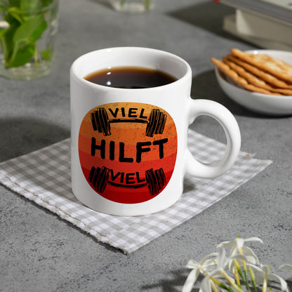 Viel hilft viel Fitness Kaffeebecher für Sportler