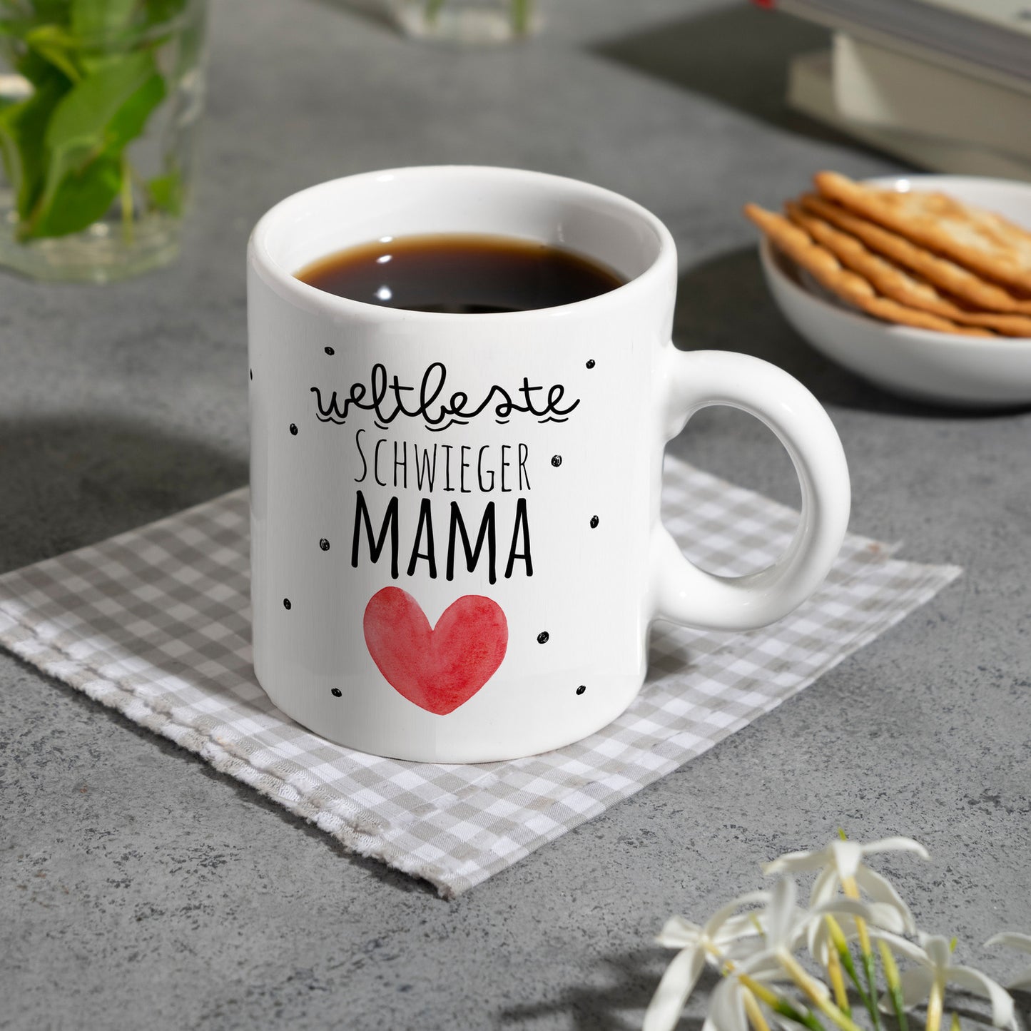 Schwiegermutter Kaffeebecher mit Spruch Weltbeste Schwiegermama