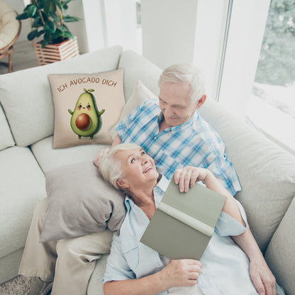 Avocado Kissen mit Leinenoptik mit Spruch Ich Avocado dich