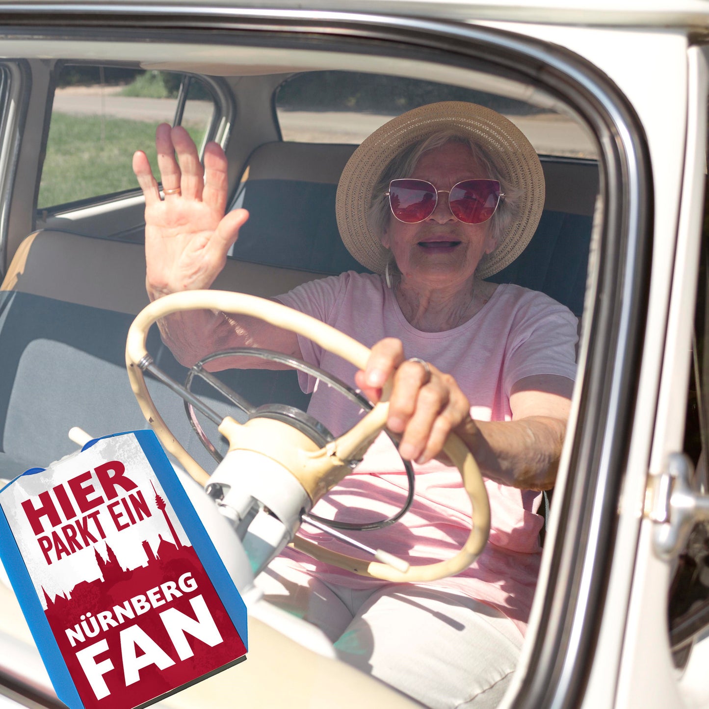 Hier parkt ein Nürnberg Fan Parkscheibe in Rot Weiß