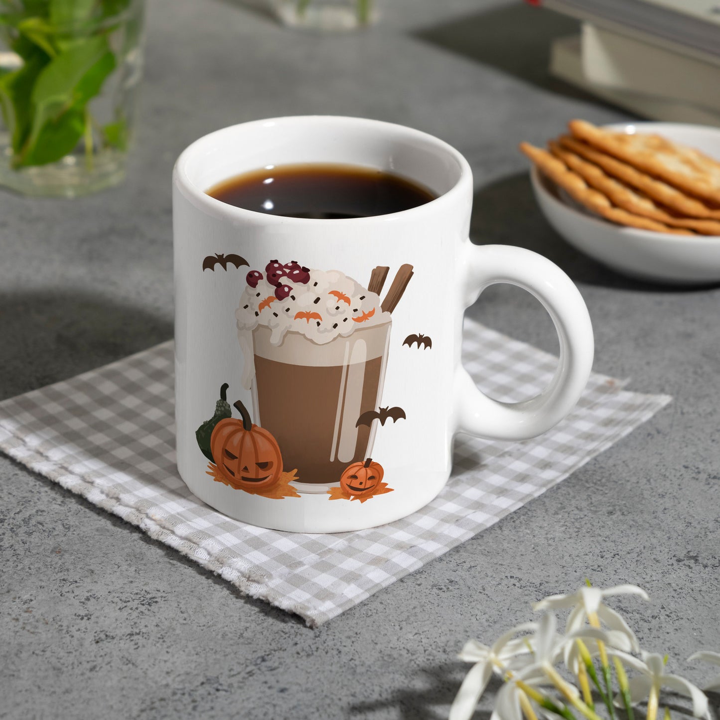 Pumpkin Spice Latte Kaffeebecher für Halloween