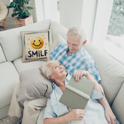 Smile Emoticon Kissen mit Leinenoptik