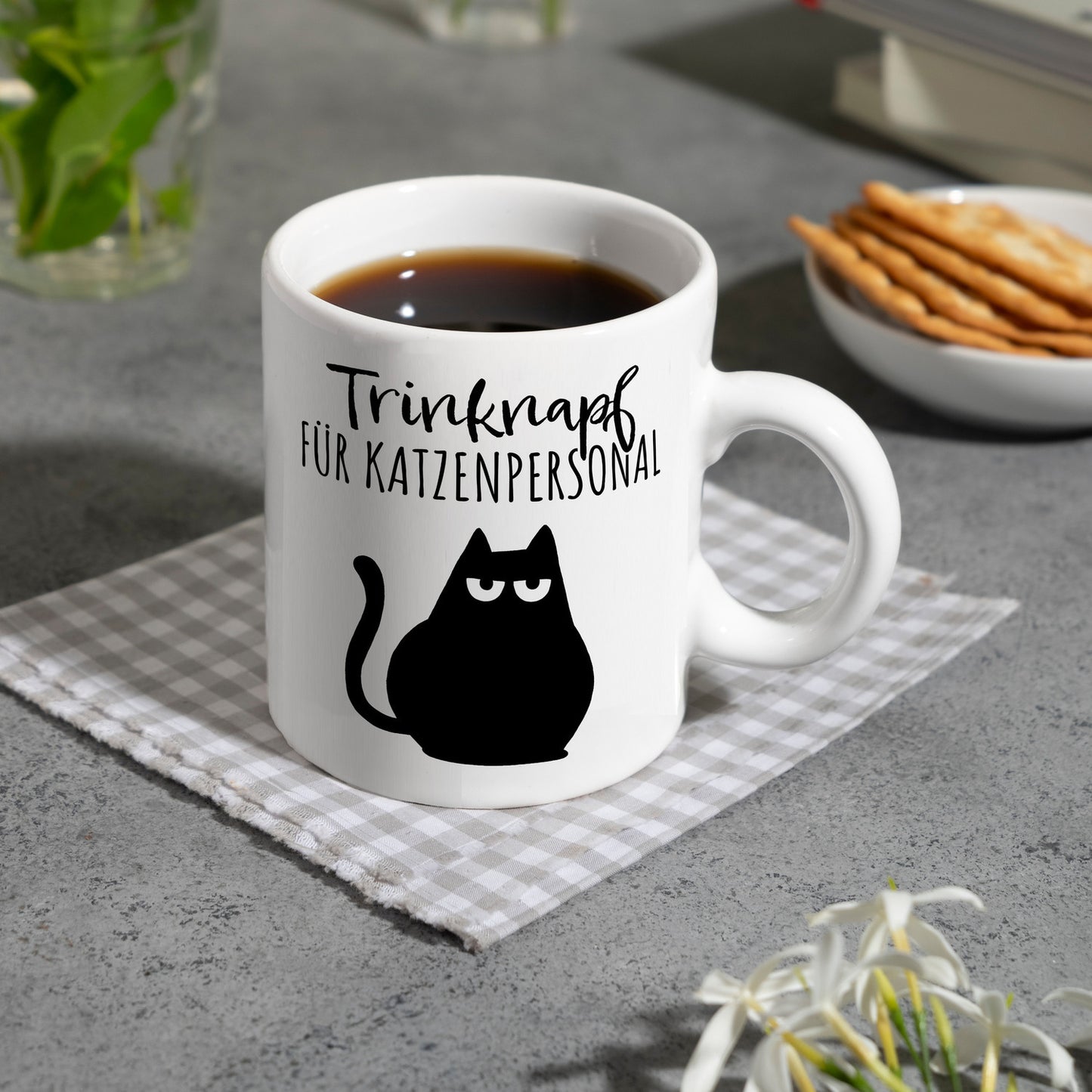 Katze Kaffeebecher mit Spruch Trinknapf für Katzenbesitzer