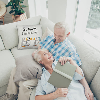 Schade, dass du gehst Papageitaucher Kuschelkissen Abschied Kollege