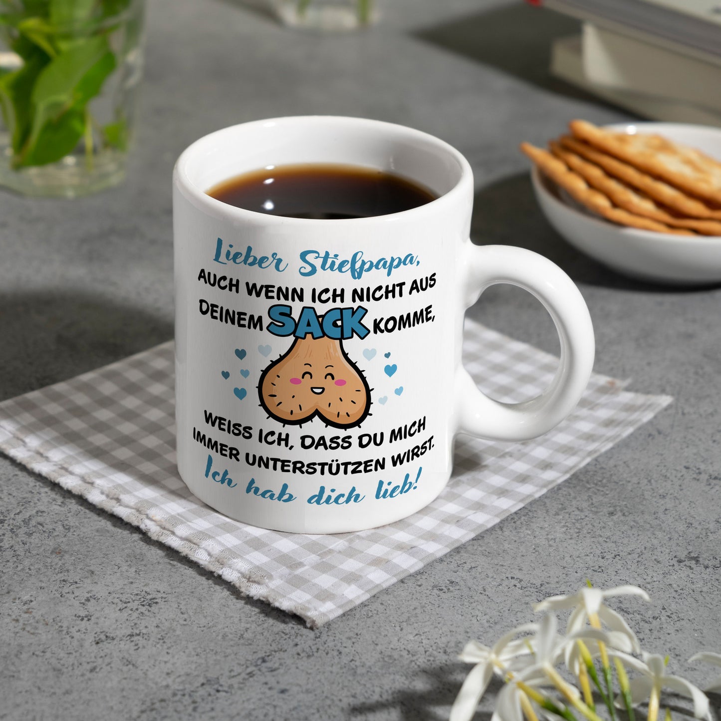 Stiefpapa, ich hab dich lieb Kaffeebecher mit Spruch