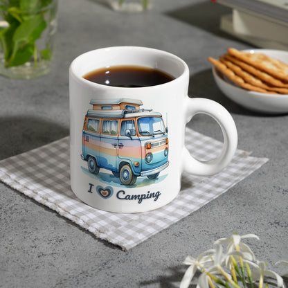 Campervan Kaffeebecher mit Spruch I love Camping