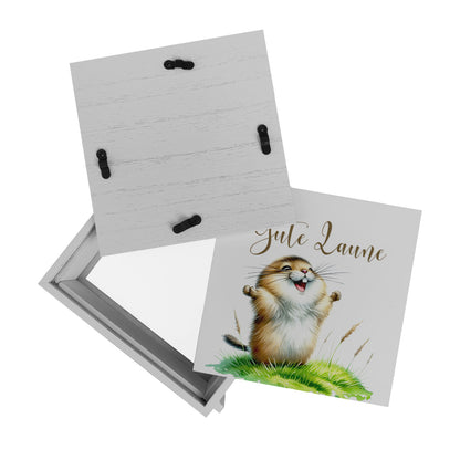 jubelnder Lemming Rahmen Spardose aus Holz mit Spruch Gute Laune