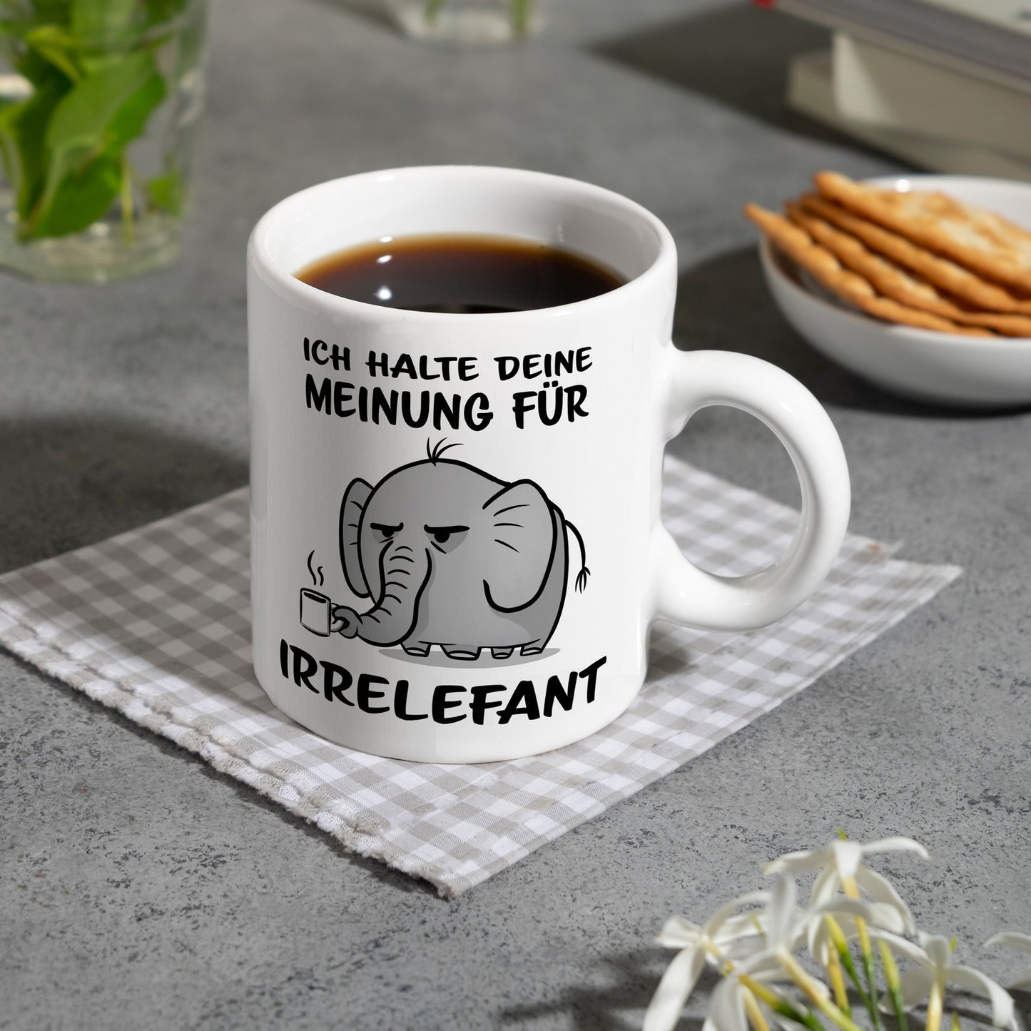 Ich halte deine Meinung für Irrelefant - Elefant Kaffeebecher